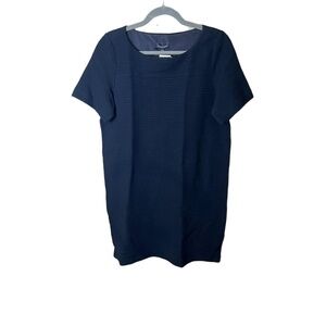 NWT Eileen Fisher Black Shift Dress Short Sleeve Honeycomb Texture Small